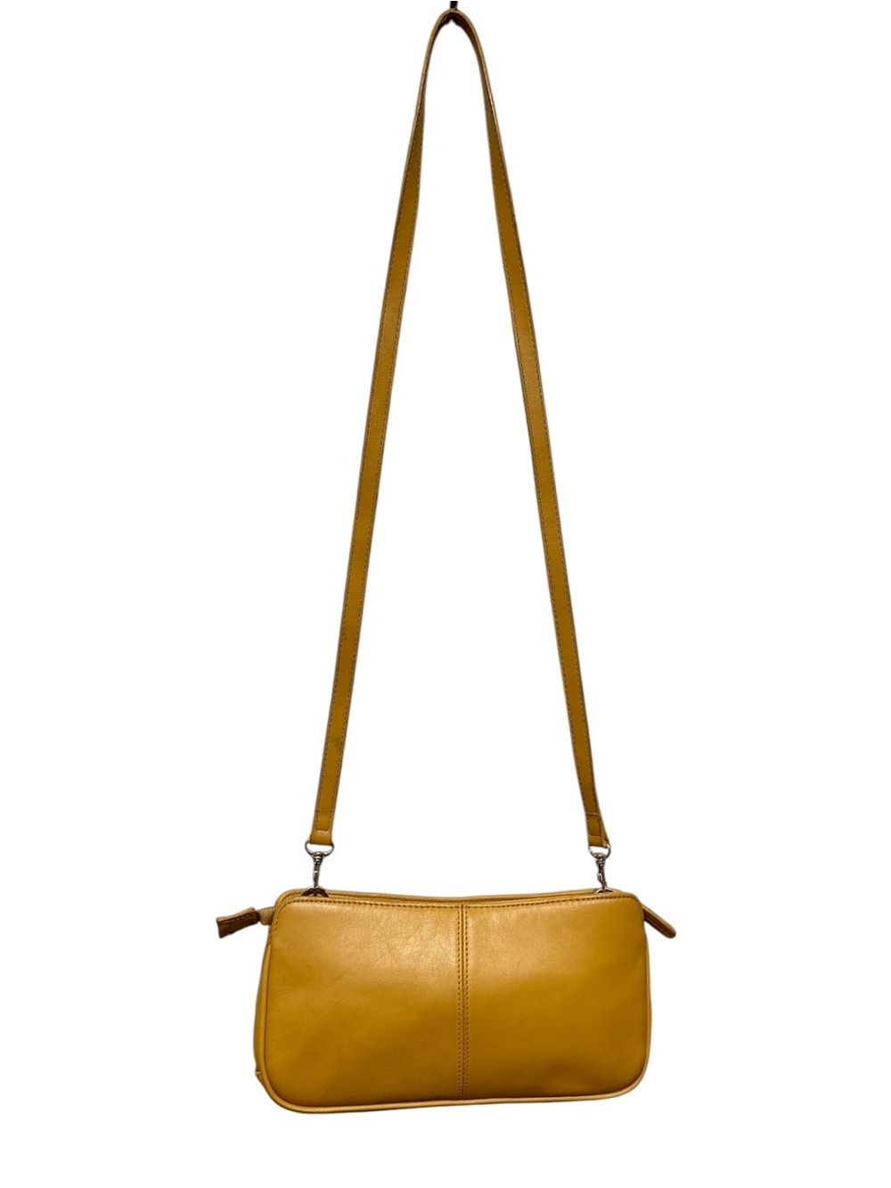 Giani Bernini Women’s Small Baguette Bag Yellow Genuine Leather Y2K 13711